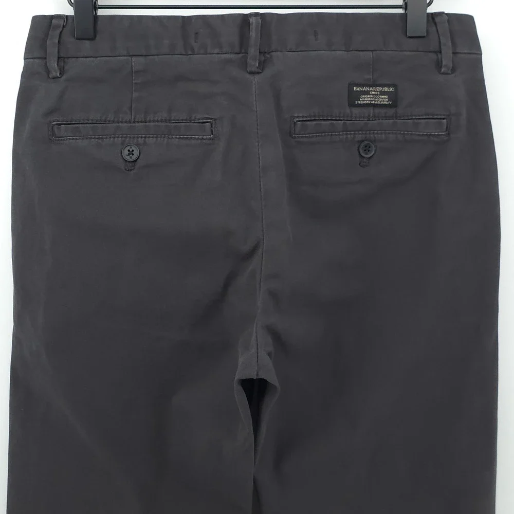 Banana Republic Lived-In Chino Mens Pants 30x30 Flint Gray Skinny Fit